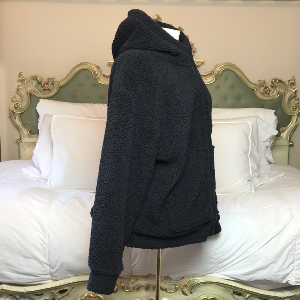 Borg Sherpa Teddy Cozy Zipper Zip Up Hoodie Jacket - Picture 4 of 8
